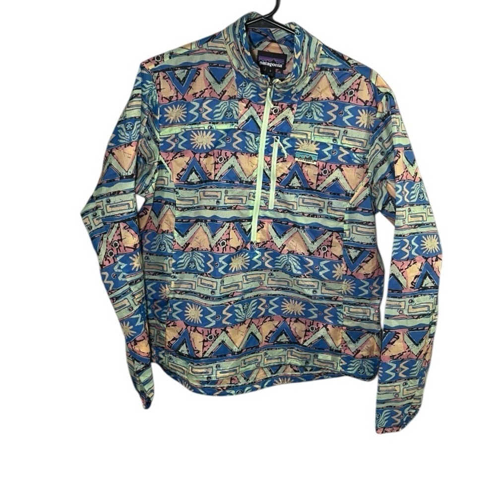 NWT Patagonia Women's Houdini Stash 1/2-Zip Pullover *High Hopes Geo/Salmdr Grn - Picture 9 of 9